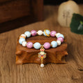 Grey porcelain glazed ceramic lucky rabbit charm bracelet with adjustable cotton cord