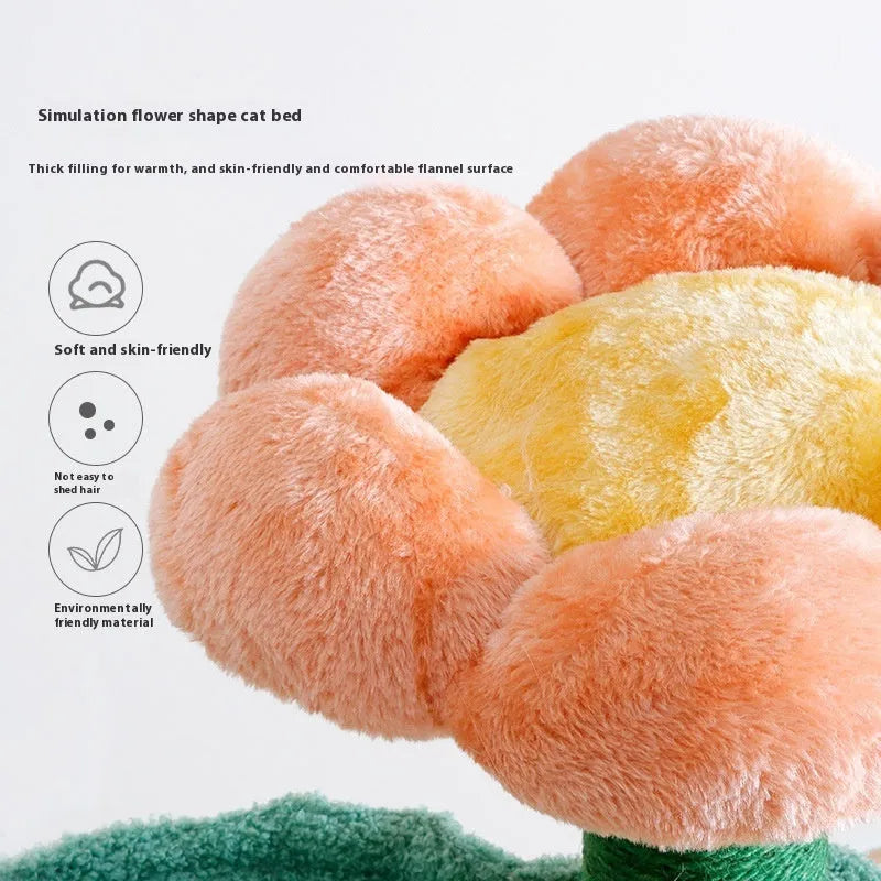 Sisal flower cat climbing frame made from natural rope, designed for indoor cats to climb and scratch