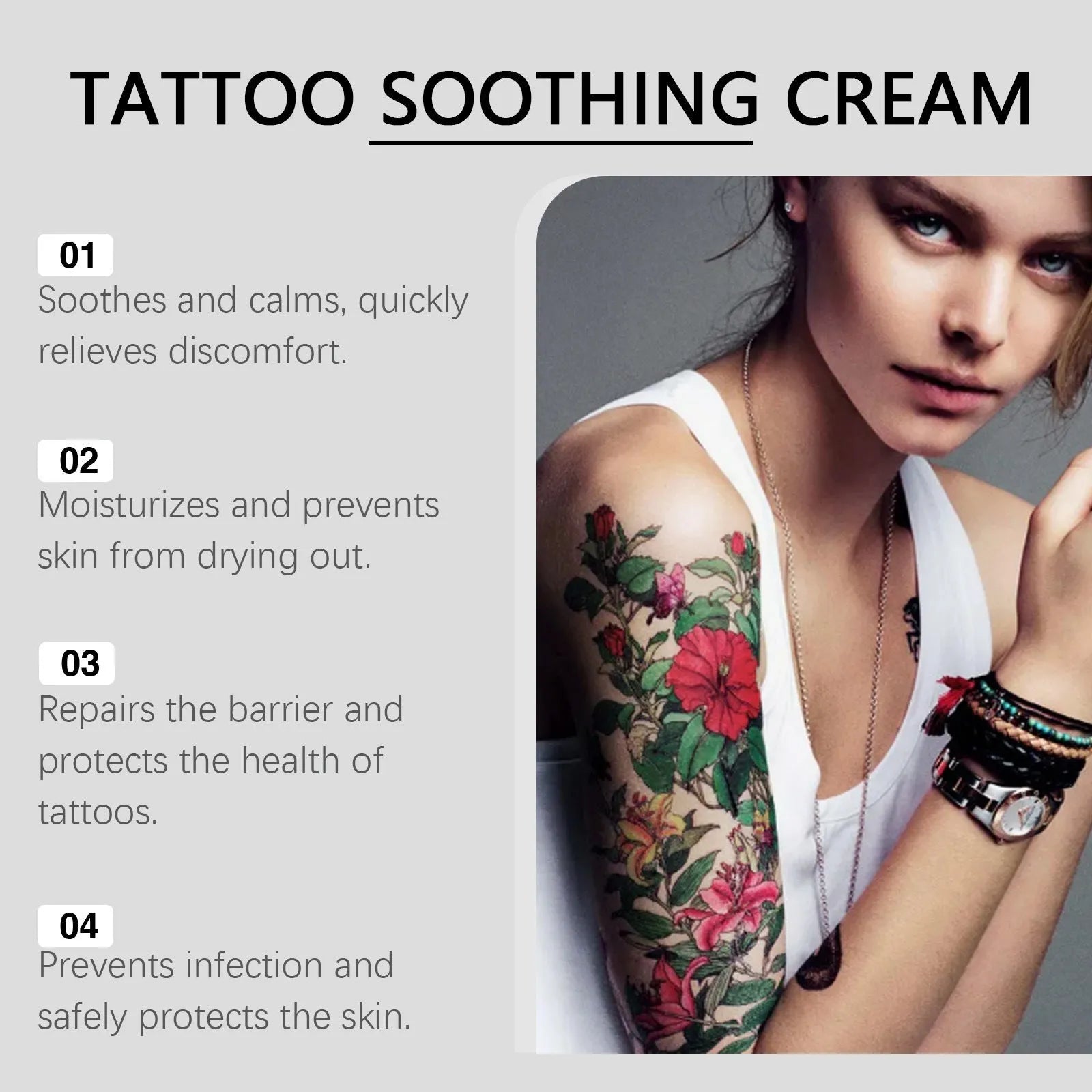 20g tattoo soothing neck cream tube with botanical ingredients for post-tattoo care