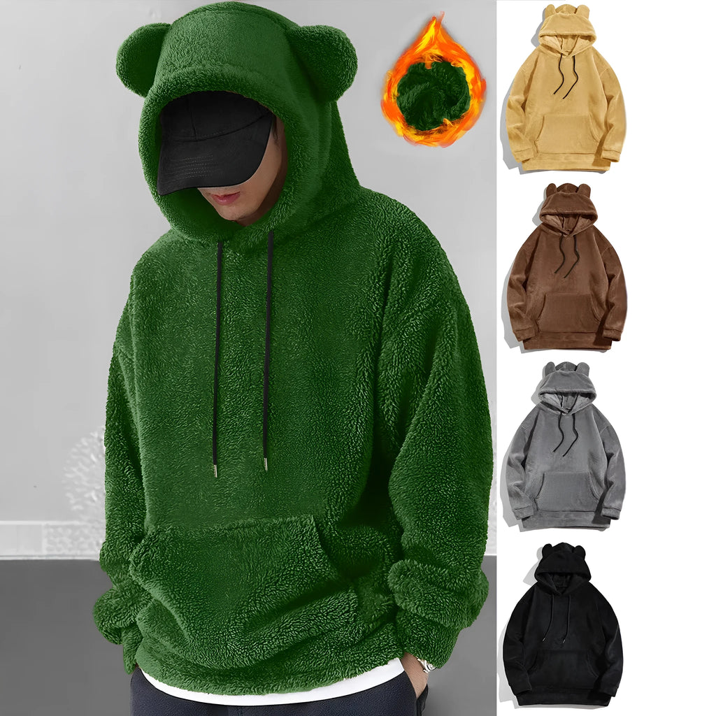 Men's coral fleece pullover jacket in gray with raglan sleeves, loose fit polyester pullover for casual leisure