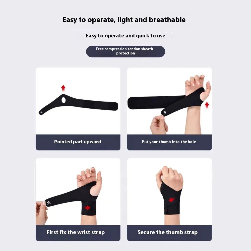 Adjustable black athletic wristguard sheath for sports like badminton and tennis.
