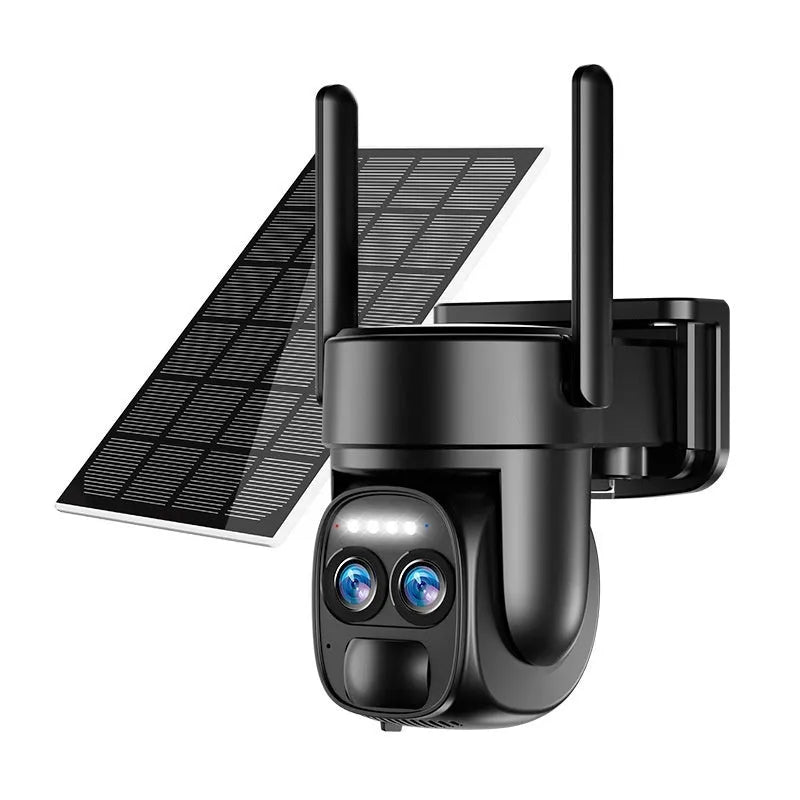 Solar-powered 8x zoom outdoor security camera with night vision capability