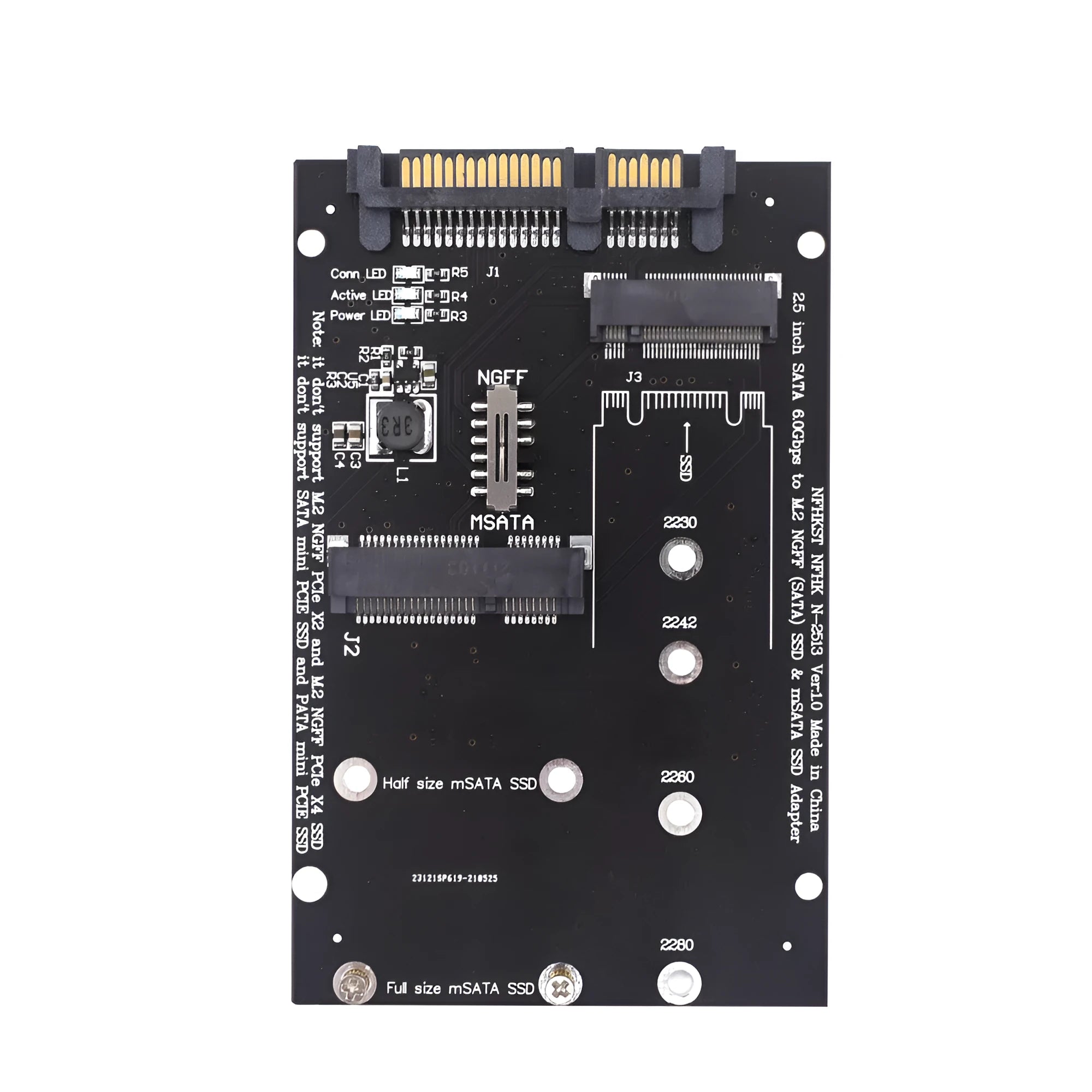 SATA3 to M.2 NGFF mSATA SSD adapter conversion card on a blue background.