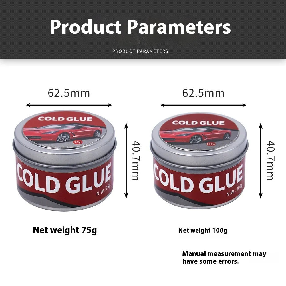 Tube of automobile repair cold glue for car dent and scratch fixes.