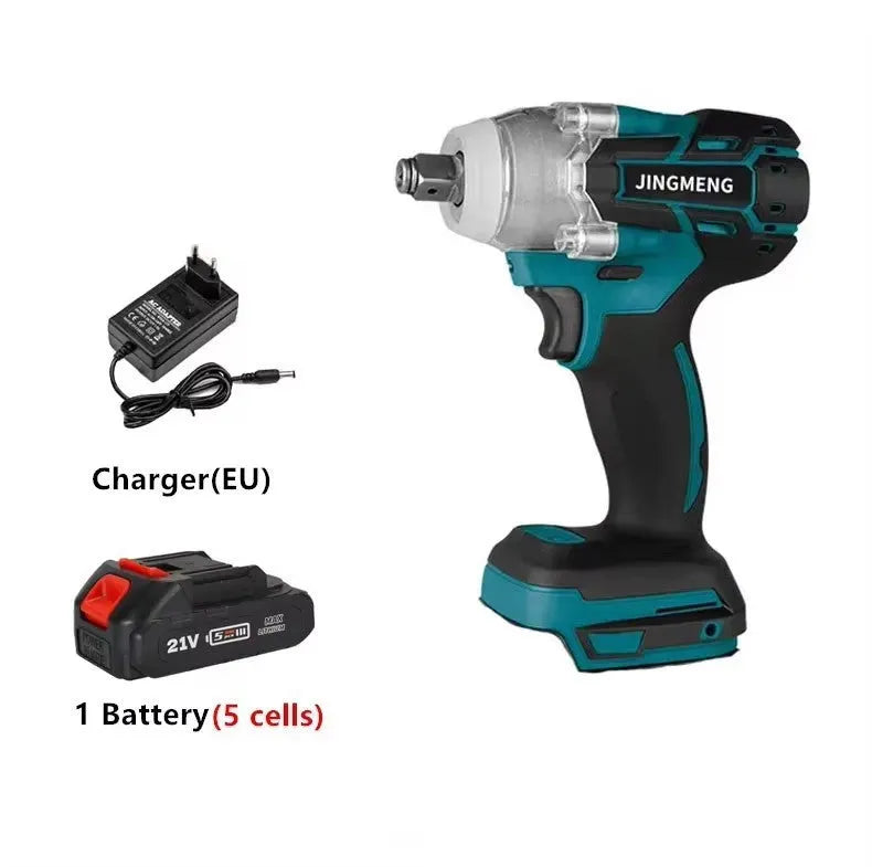 21V brushless electric impact wrench with lithium battery and 12.4mm metal chuck