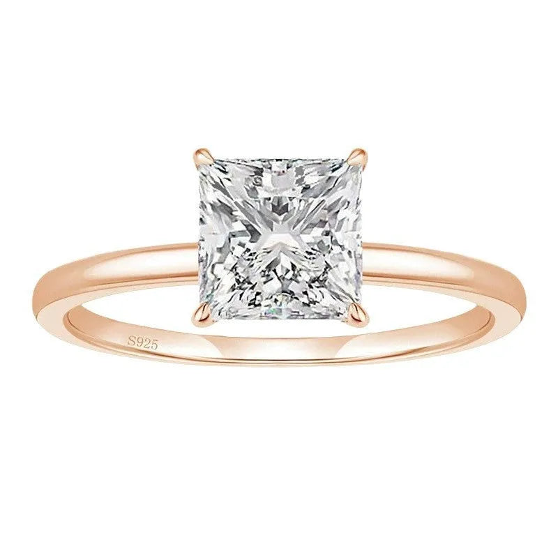 Simple geometric 925 silver ring shown in silver, gold, and rose gold colour options on a plain background.