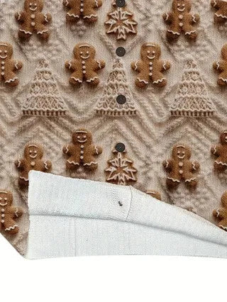 Men's loose fit digital printed top with lapel collar in polyester fabric showing printed pattern design