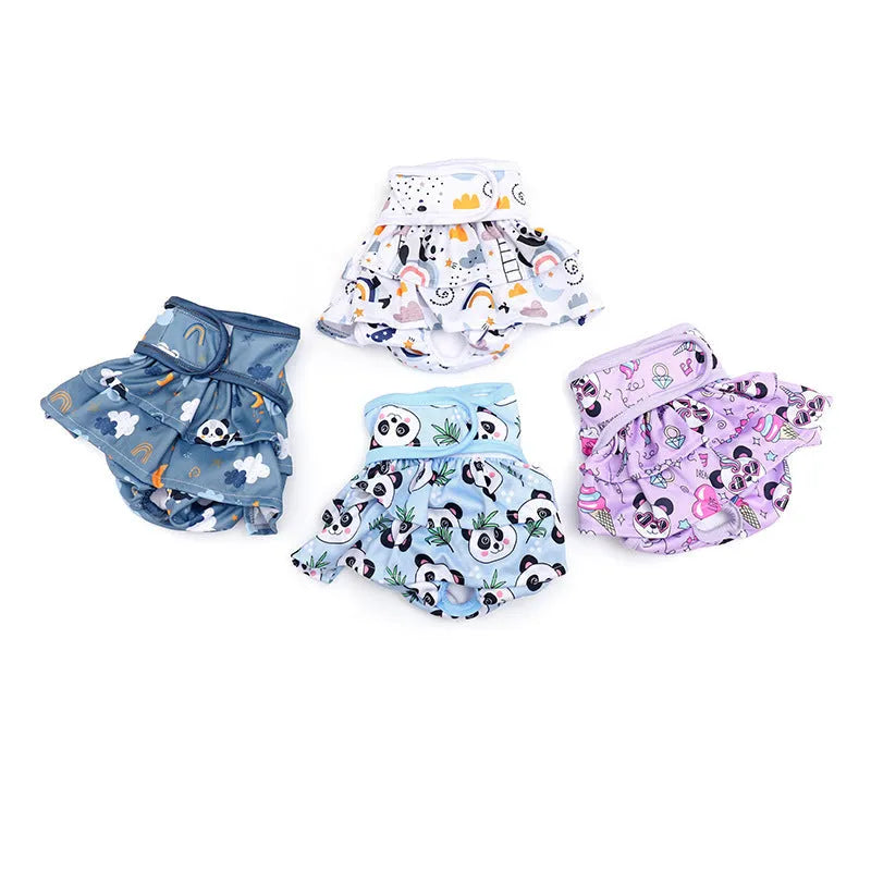 Home washable dog safety pants in Avocado print, polyester, side view on light background