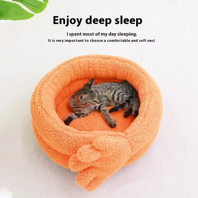 Yellow plush pet kennel bed measuring 48 cm long by 20 cm wide for dogs and cats