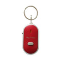 Oval plastic key finder device on a keyring, shown in red, blue, white, black, and orange colour options.