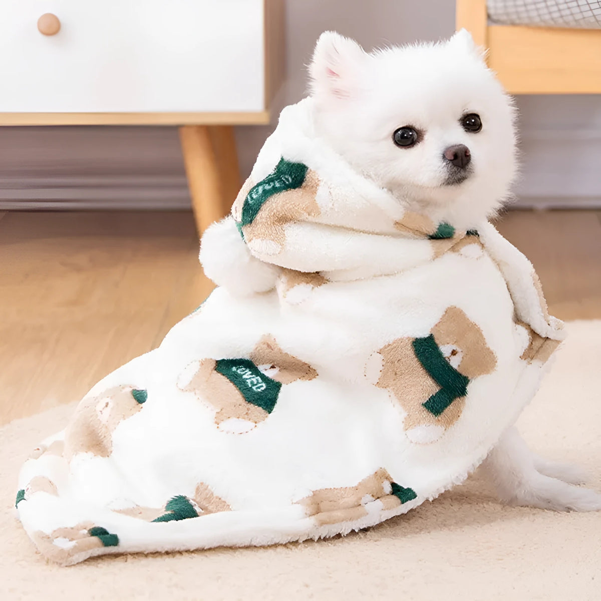 Cat cloak robe in cappuccino bear colour, blanket material, cape style, sizes S M L