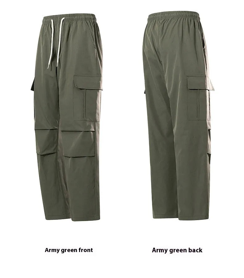 Summer thin mountain outdoor sports casual pants for men in black, light gray, and Army Green