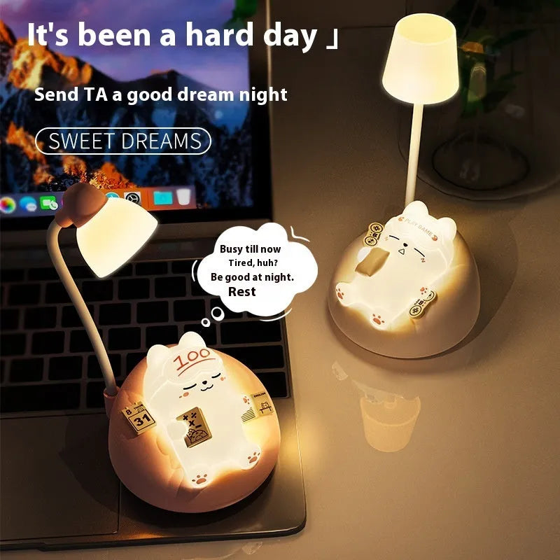 Creative Sleeping Cat small night lamp USB rechargeable pat lamp ABS PVC 84x84x152mm blue