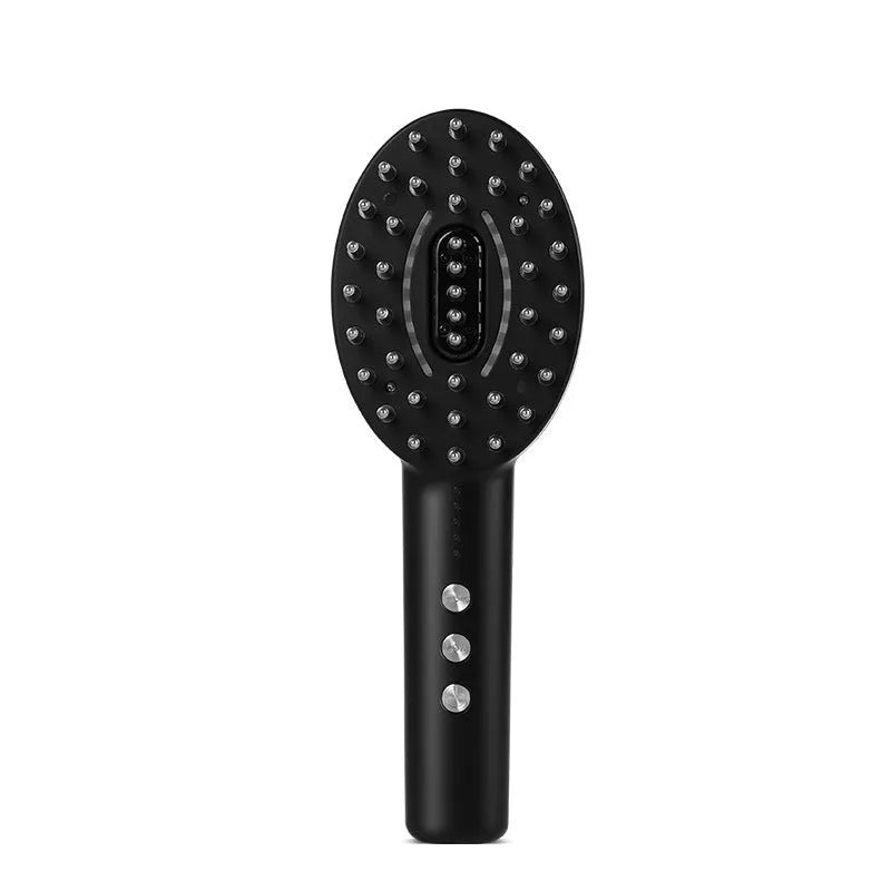 KD3802 black handheld scalp massager with charging cable and instruction manual