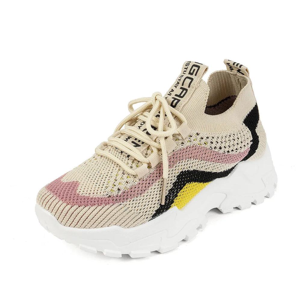 Women's lightweight mesh casual sports shoes with lace-up front in three colour options