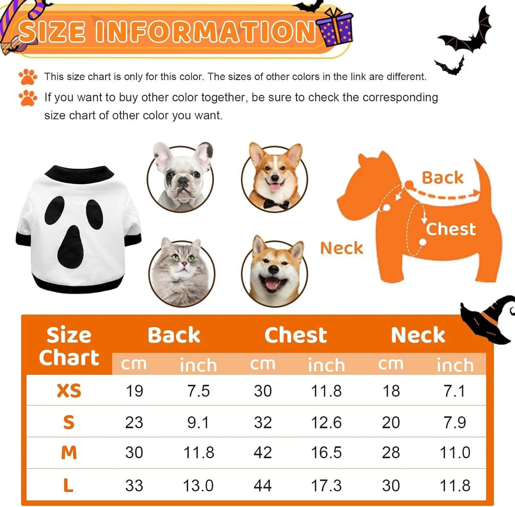 Orange and white dog skeleton costume sweatshirt with ribbed collar on small dog