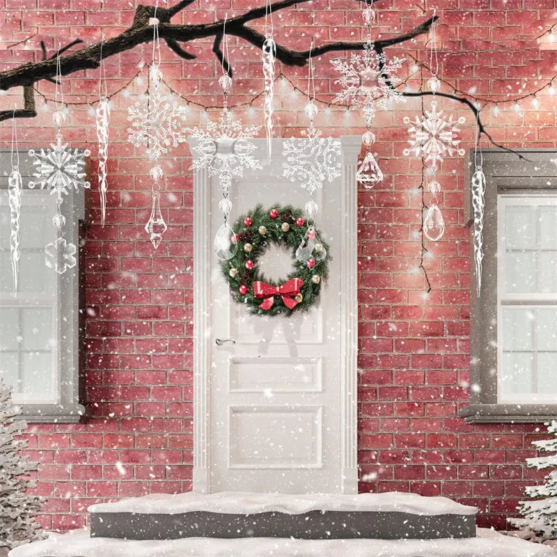 10 clear acrylic ice cone Christmas tree hanging ornaments with white ribbons