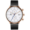 Men's luminous waterproof quartz watch with 40mm dial and black mesh belt on wrist