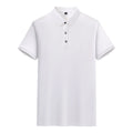 Short-sleeved lapel collar T-shirt in cotton mulberry silk blend fabric with mosaic detailing