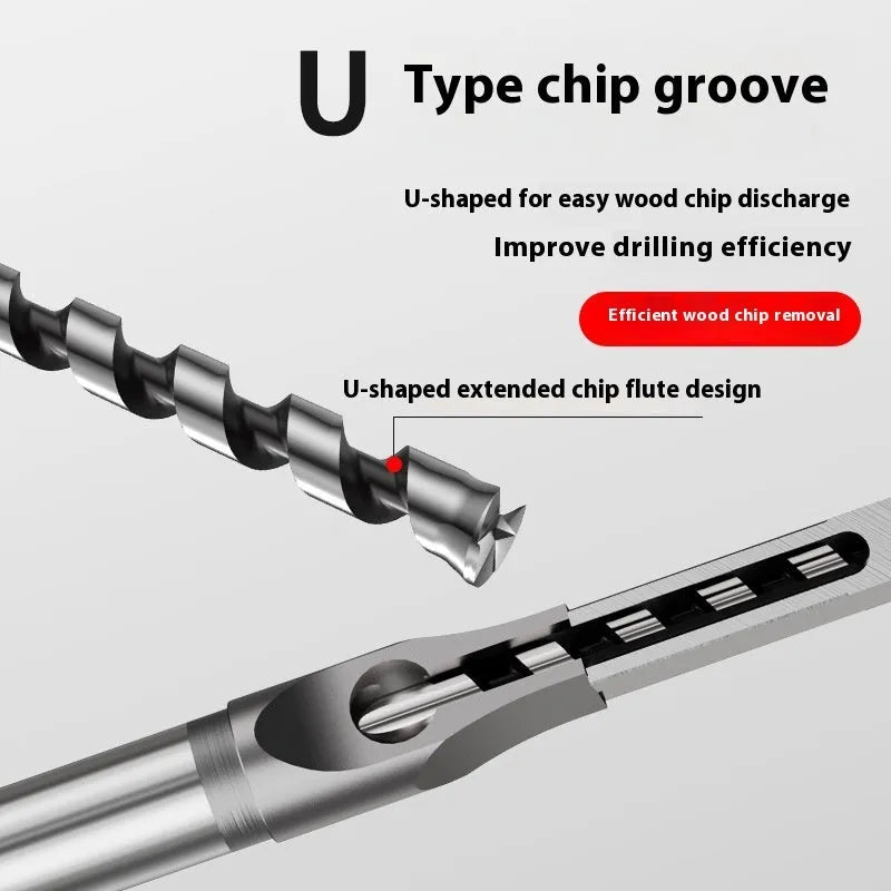 Square hole drill bit and core tapper set for woodworking, 12.7mm carbon steel