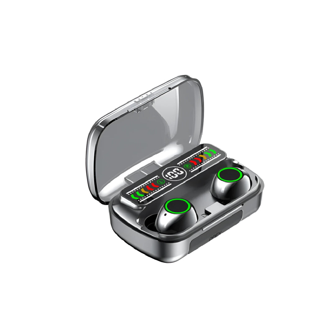 M100 Wireless Bluetooth Headset with touch controls and storage box in black colour