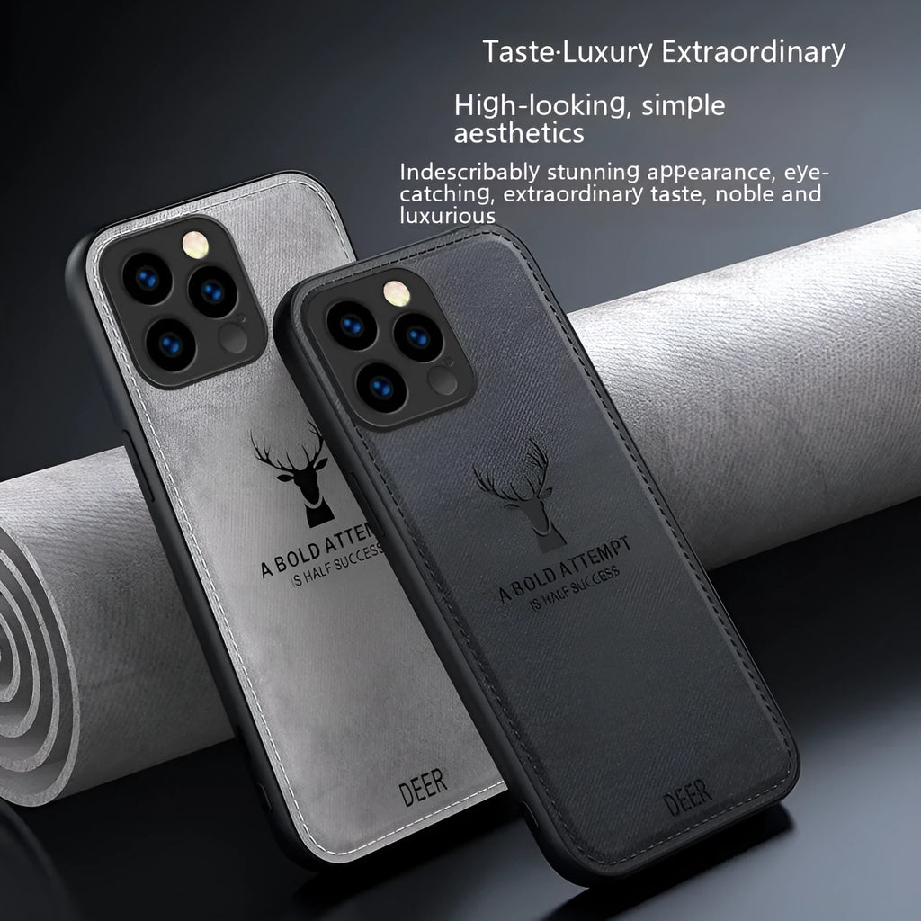 Ultra thin silicone phone case with cloth deer head design for Apple iPhone, frost black