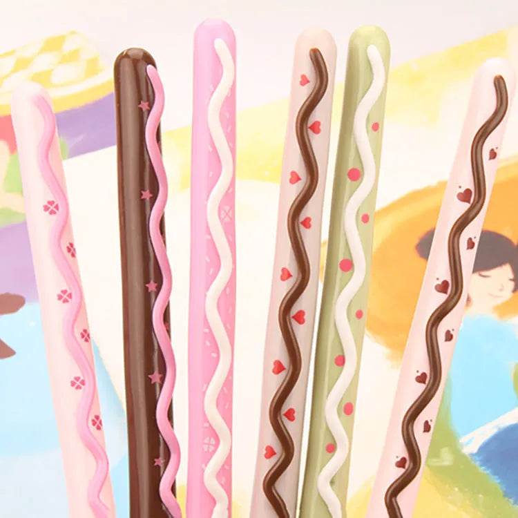 Realistic biscuit design plastic fountain pen with black gel ink and 0.38mm tip