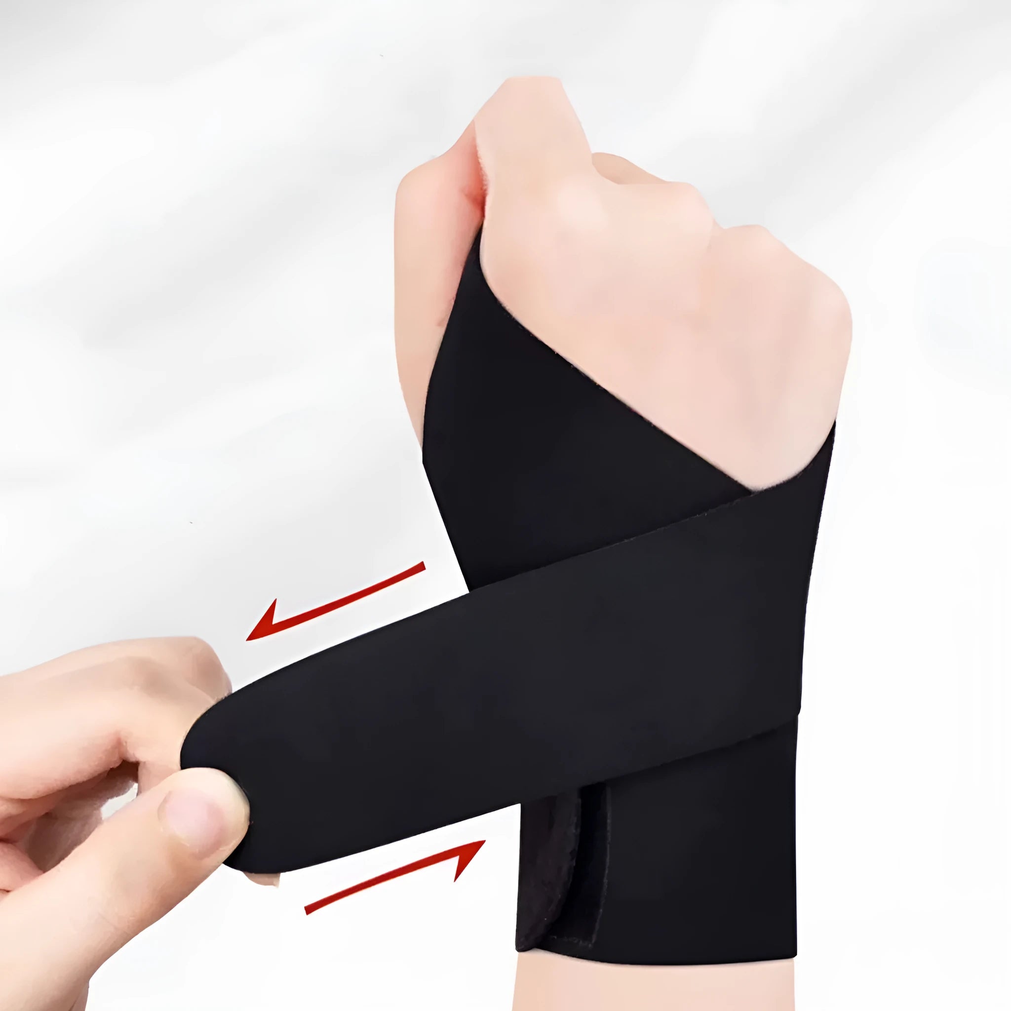 Adjustable black athletic wristguard sheath for sports like badminton and tennis.