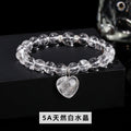 Handmade geometric love pendant bracelet with natural crystal beads in choice of six stone types