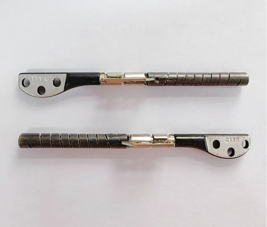 Pair of silver laptop screen hinge spindles for MacBook Pro 15-inch A1286 model.