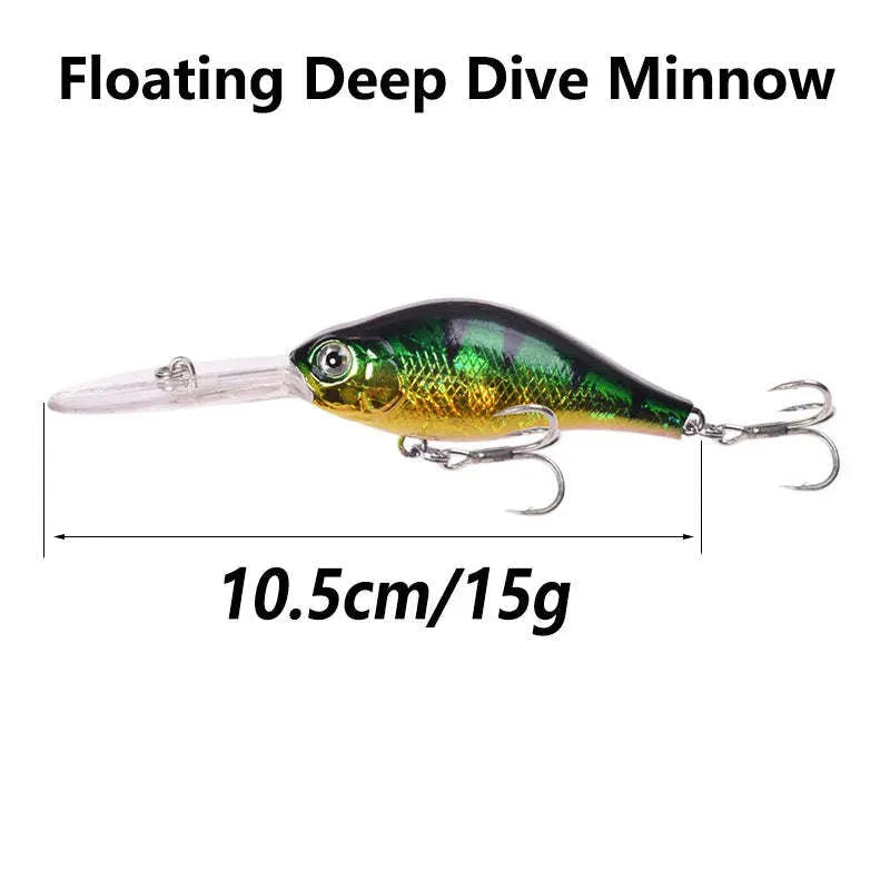 Little fat man Mino fishing lure showing floating rock design and deep diving tongue board