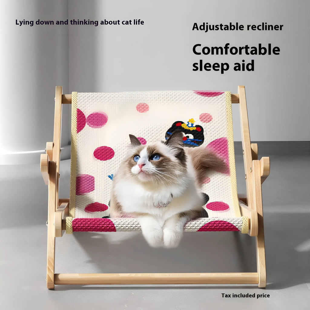 Sisal cat scratch board with solid pine frame, integrated cat bed shape, and non-dandruff surface