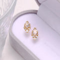 Geometric sweet white crystal stud earrings made from electroplated 925 sterling silver