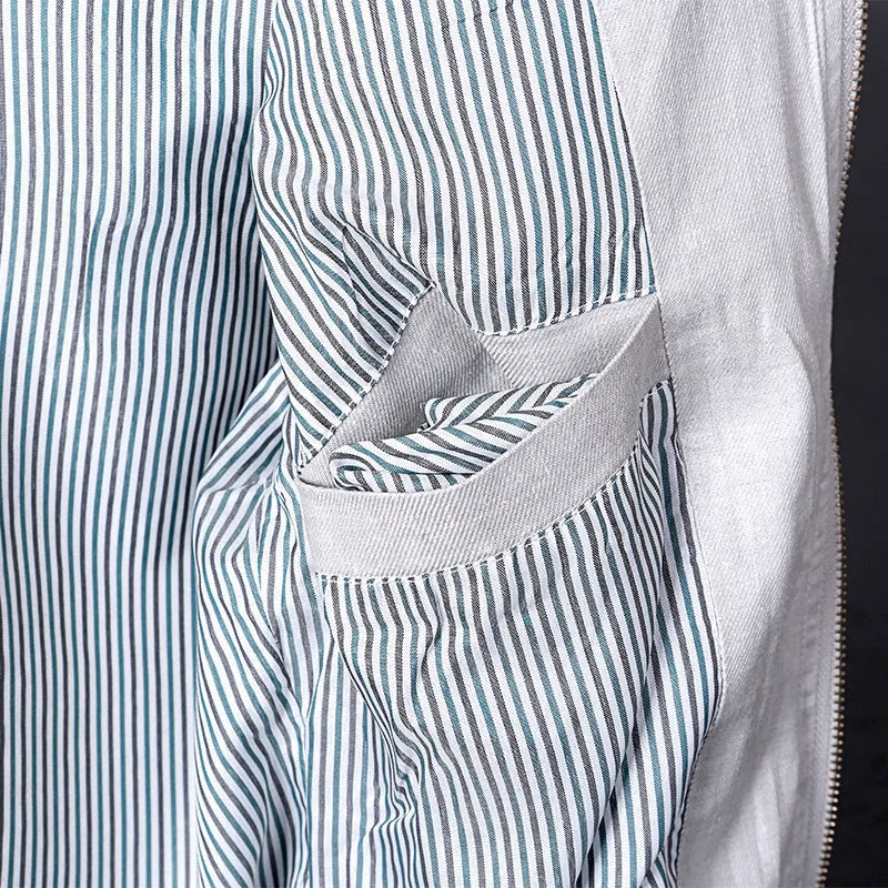 Men's thin linen blend casual jacket in regular fit, shown in heather grey, on a hanger.