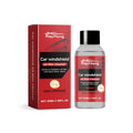 Car windshield oil film cleaner in a 50ml PET bottle, measuring 3x9.2cm, placed on a car dashboard