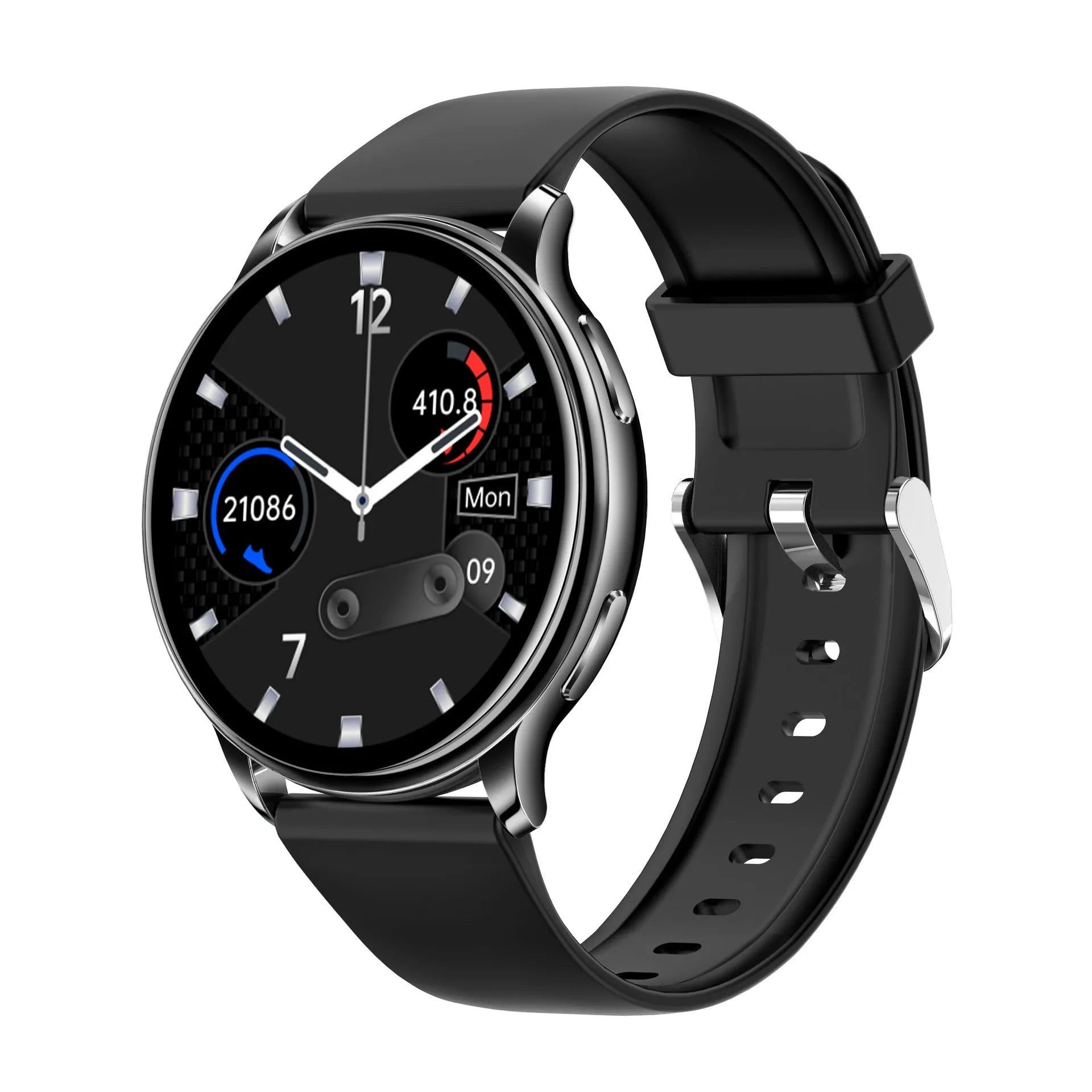 Smart watch with heart rate blood oxygen blood pressure body temperature monitoring TFT screen in black colour
