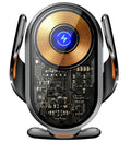 Super fast charging car phone holder with magnetic suction and 15W wireless output in black