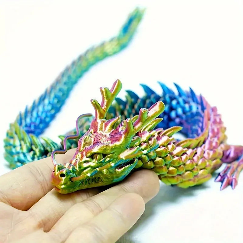 3D printed Chinese dragon car ornament in 30cm length with detailed plastic artwork