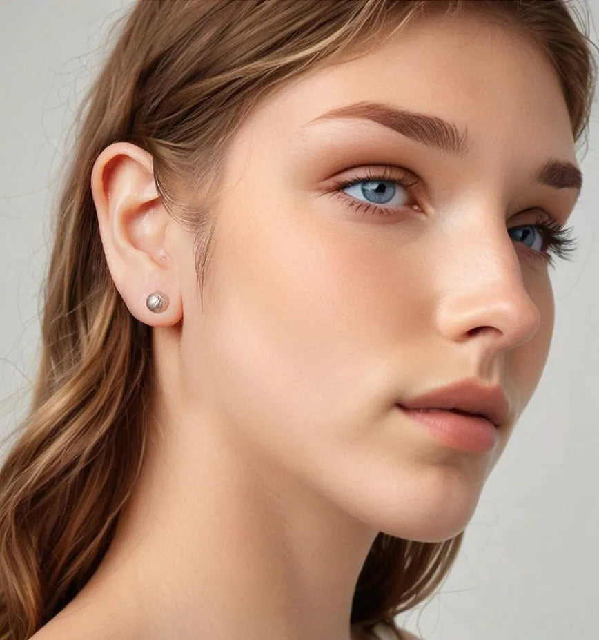 Pair of S925 sterling silver basketball stud earrings with electroplated finish, colour SCE1906