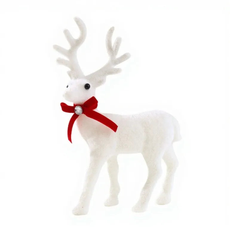 Plush white moose toy Christmas deer decoration with soft fabric, displayed in festive setting