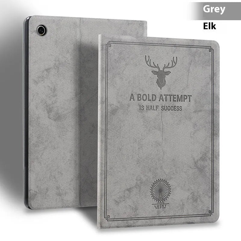 Soft TPU leather clamshell protective case for iPad in dark blue elk colour.