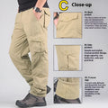 Men's khaki cotton velvet overalls with wool lining, shown with a loose straight-leg fit.