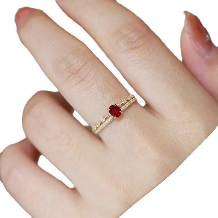 S925 sterling silver ring for women, yellow gold colour, geometric shape, US sizes 6-10