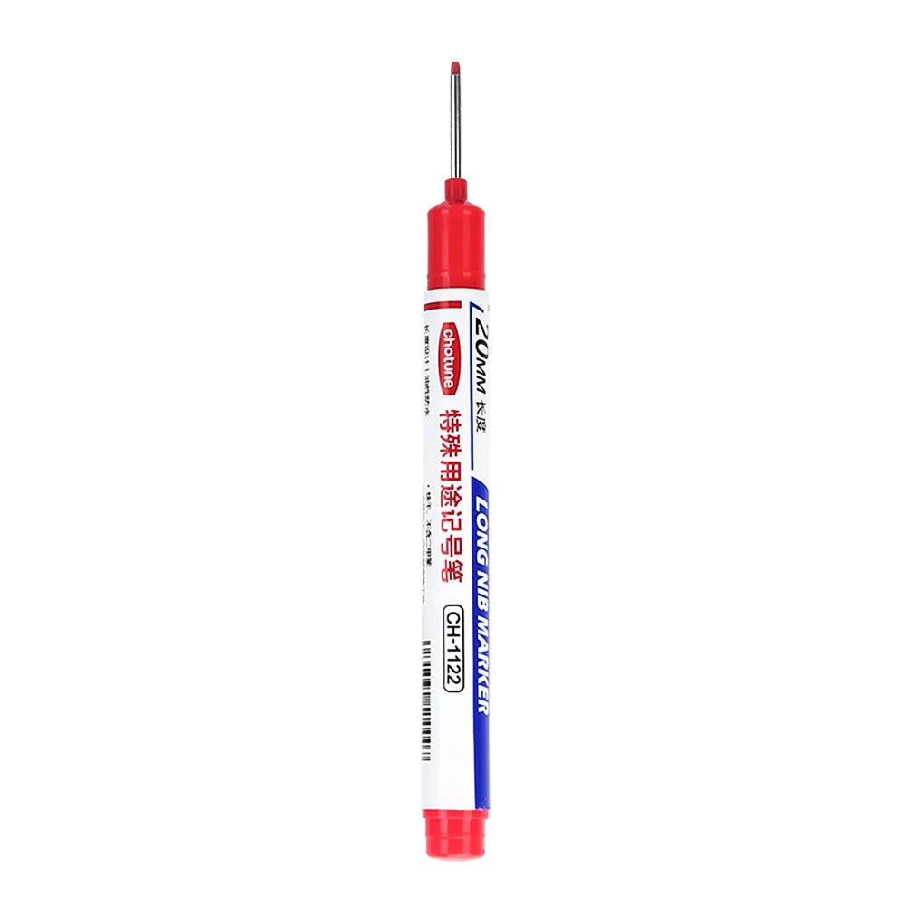 Pack of ten waterproof quick-drying woodworking tile markers with 20mm long pen heads in black, red, and blue