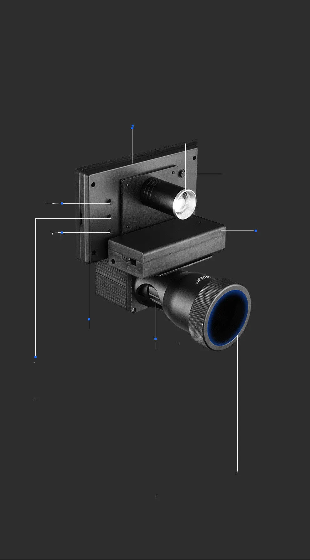 Black digital infrared monocular night vision device with 4.3-inch screen and 25mm lens.