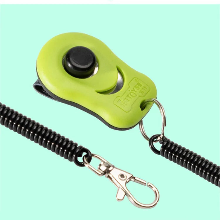 Plastic dog training clicker and whistle set in blue or green, whistle 10cm x 3.9cm, clicker 5.8cm x 3.8cm