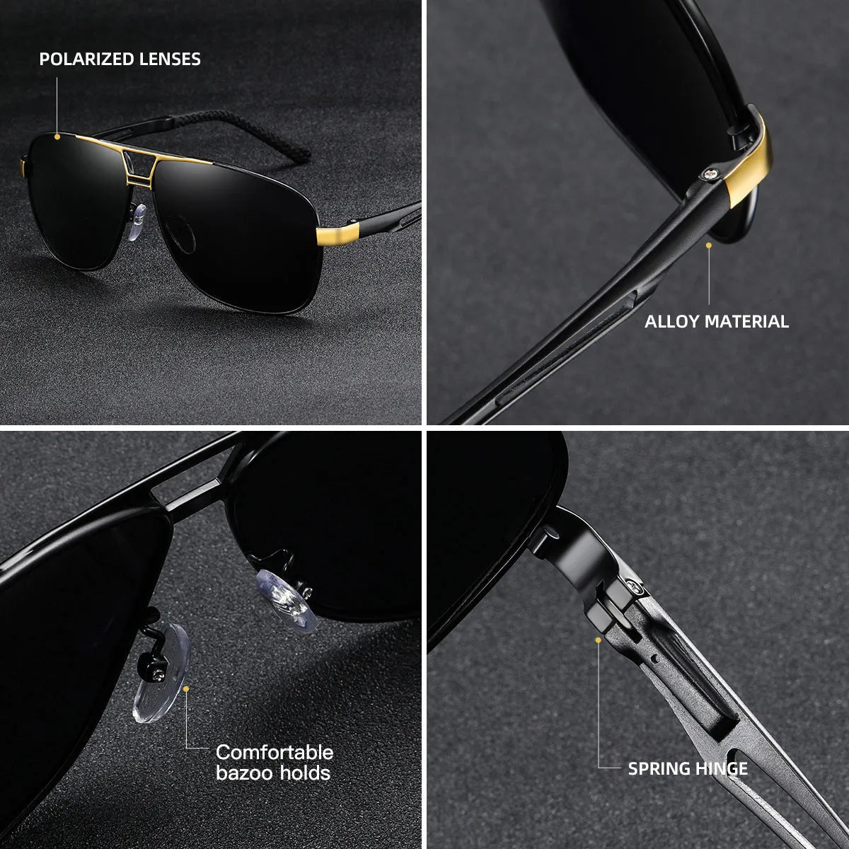 Men's orange red polarised aviator sunglasses with metal frame and teardrop-shaped TAC lenses.