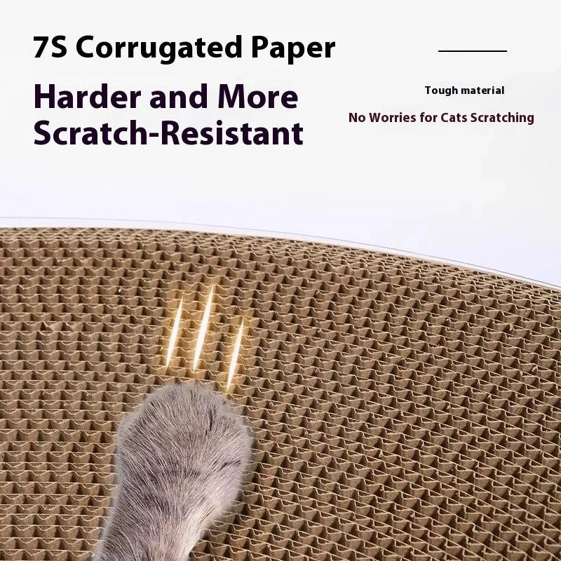 White transparent PVC tunnel cat scratch board nest with corrugated cardboard panels, dimensions 58x45x23cm