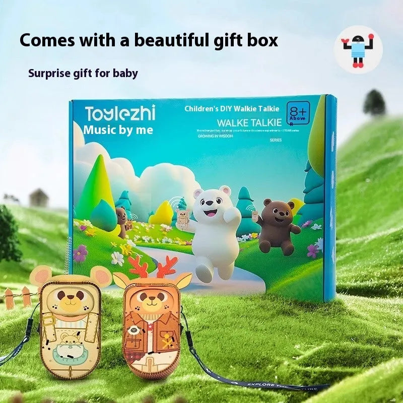 Handmade wooden scientific gift box with bear deer model toy for teenagers educational play