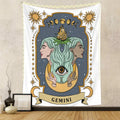 Polyester rectangular tapestry with a constellation skull tarot design, digital print, available in five sizes